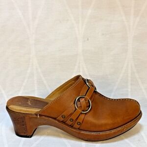 Frye Cheryl Triple Ring Harness Mules Clogs Leather Slip On Shoes 8.5 M #70121